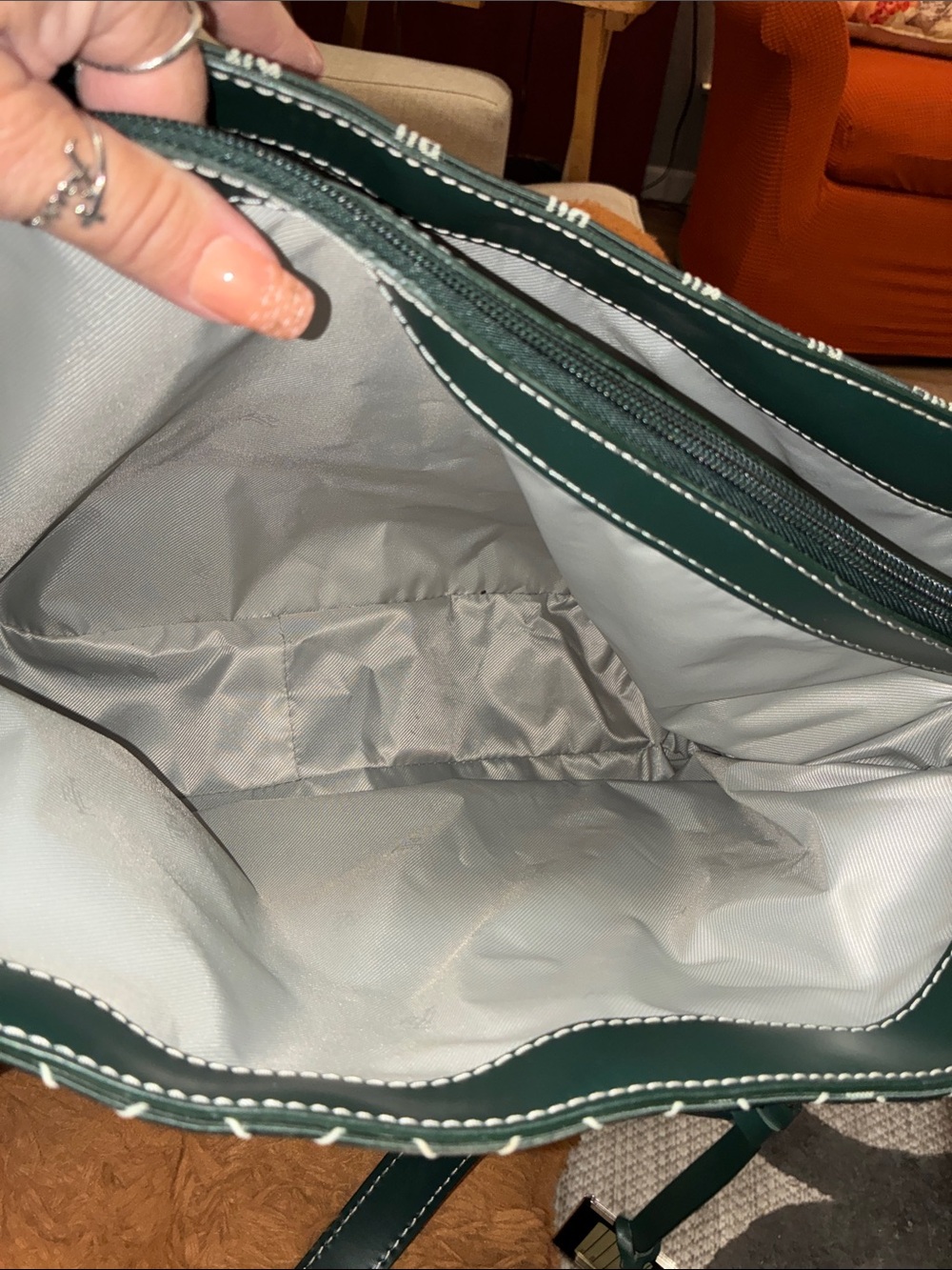Ralph Lauren Dark Green All-Over RL Logo Tote - Picture 7 of 16